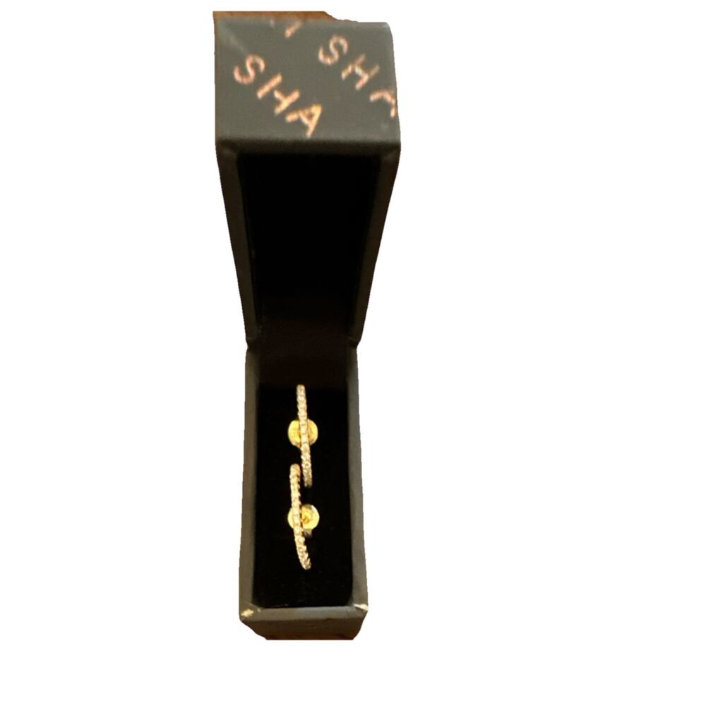 Shashi Gold Band Earrings with Crystal Accents Round Style in Box